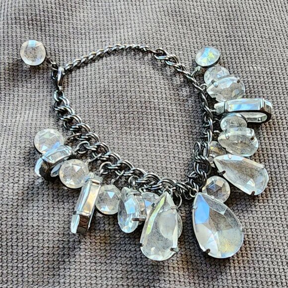 Claire's Clear Jeweled Dangle Bracelet - Picture 1 of 15